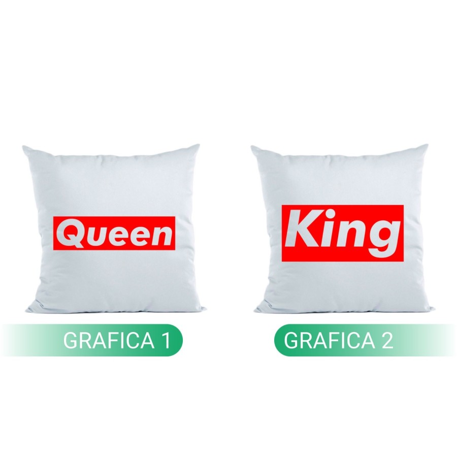Coppia di cuscini personalizzabili con nome king e queen supreme love Love