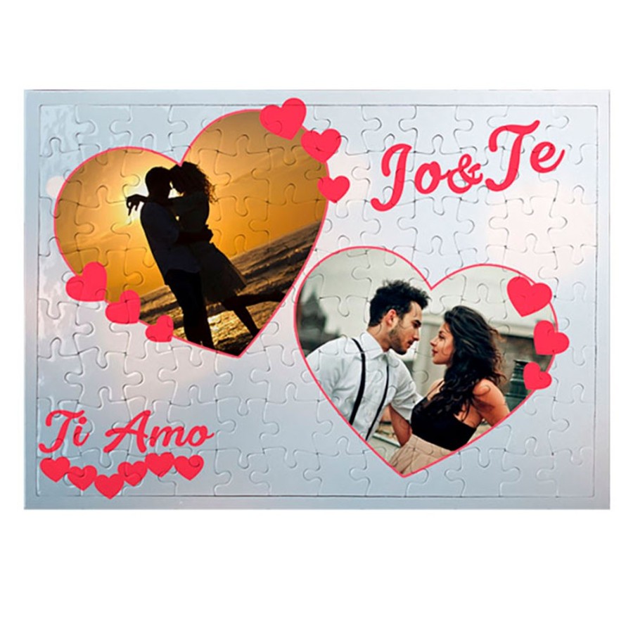 Foto puzzle personalizzato con foto dolce amore con due cuori Love