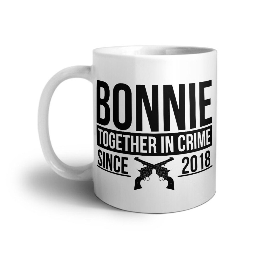 Tazza personalizzata con anno bonnie together in crime since Love