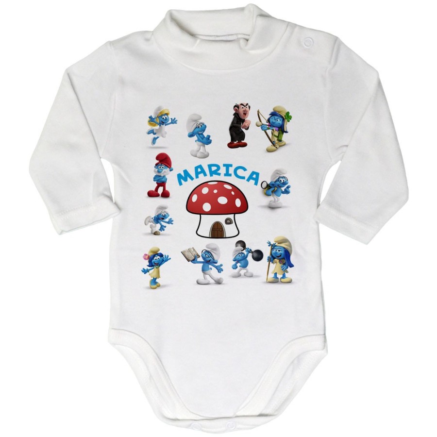 Body lupetto neonato personalizzato con nome puffi Cartoon