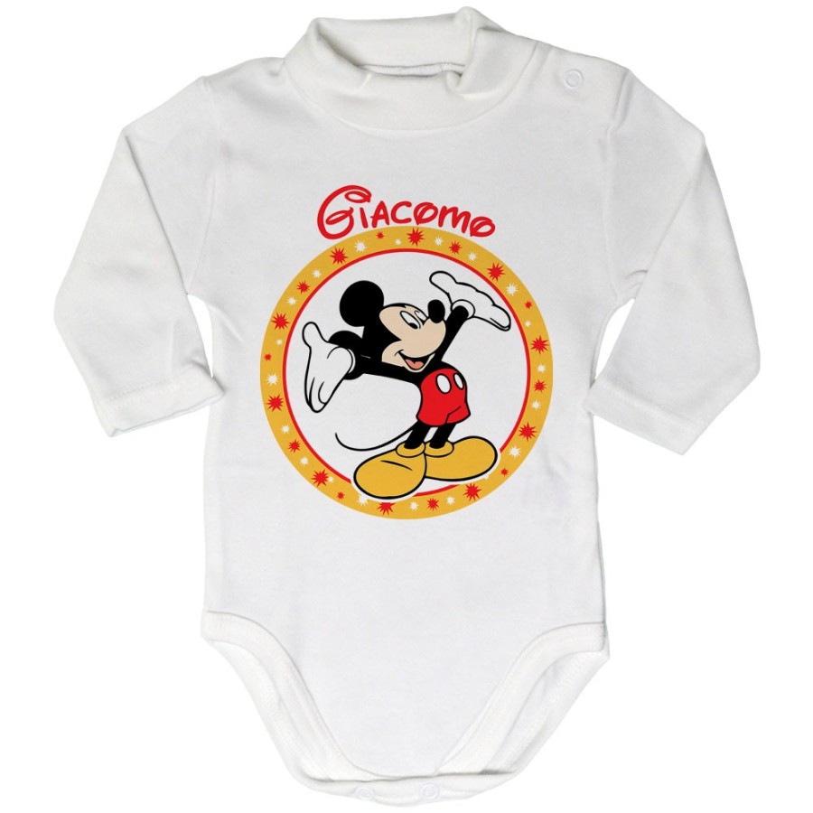 Body lupetto neonato personalizzato con nome topolino Cartoon