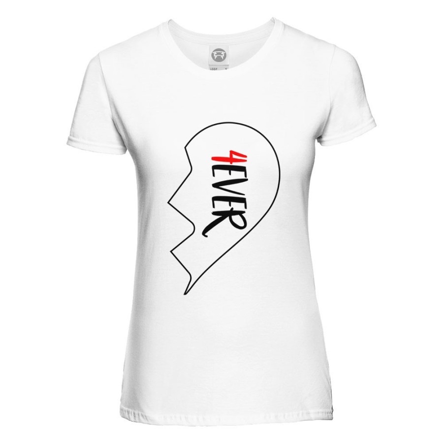 T-shirt donna personalizzabile con nome 4ever mezzo cuore Love