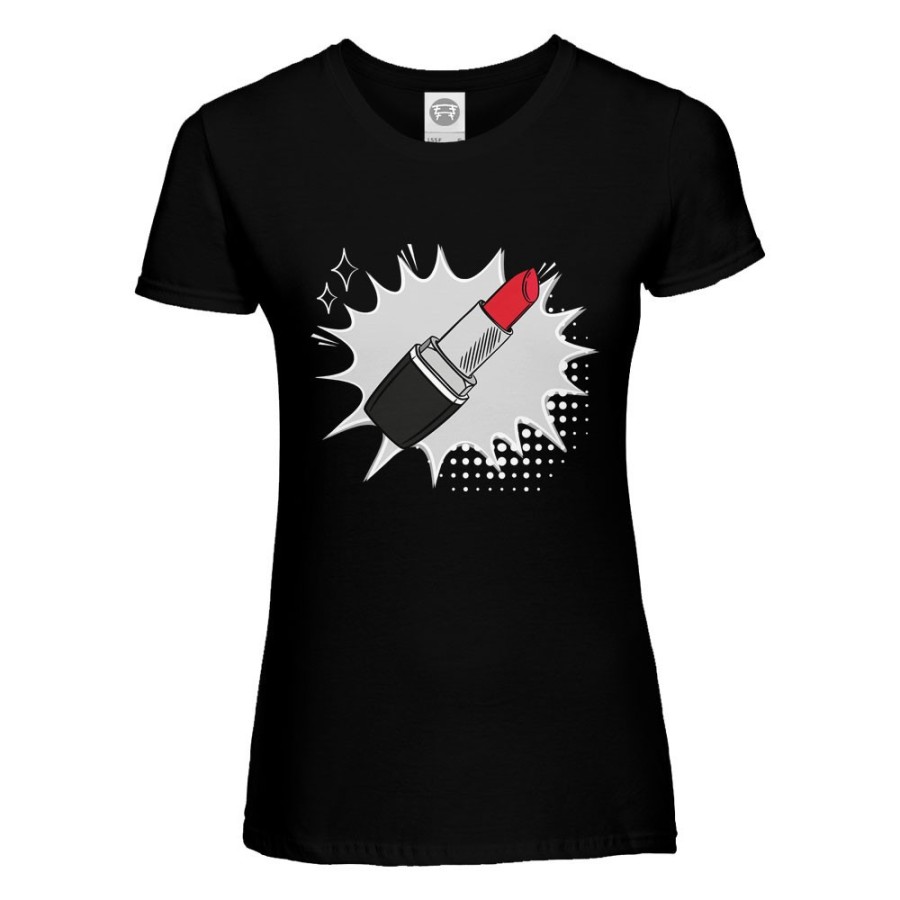 T-shirt donna personalizzabile con nome rossetto pop art Love