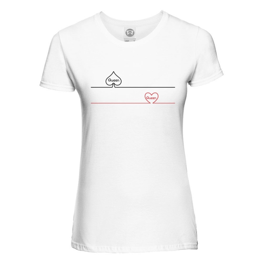 T-shirt donna personalizzabile con nome queen picche e cuori Love