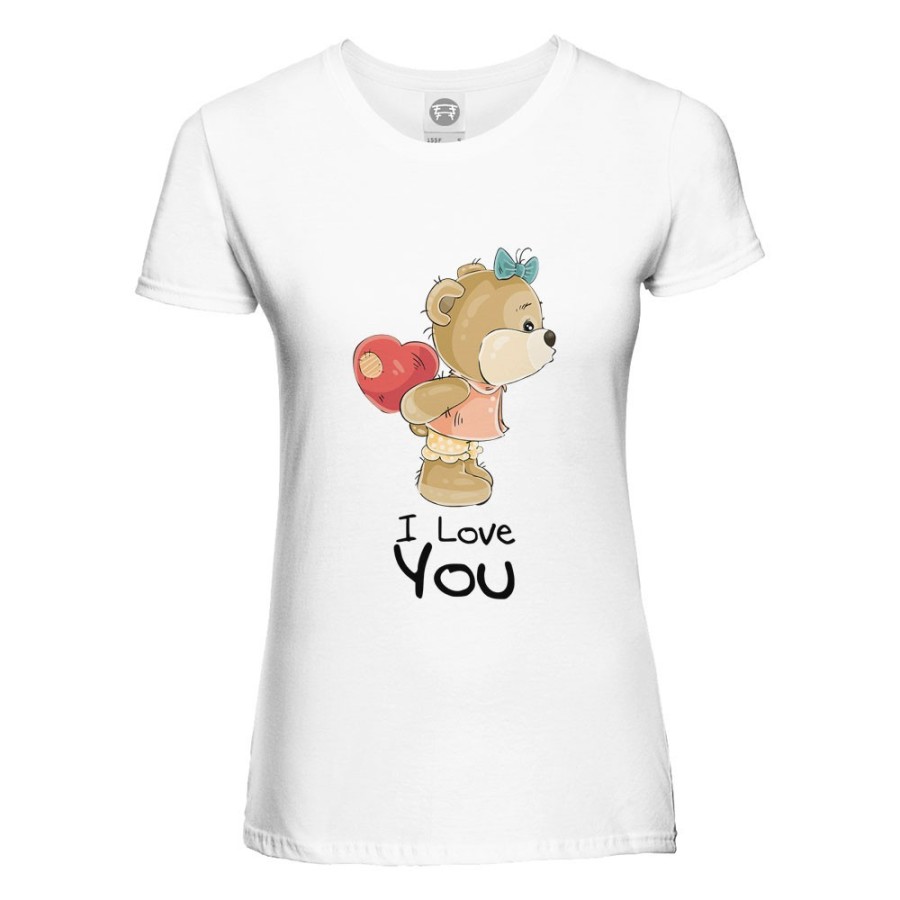 T-shirt donna personalizzabile con nome i love you con orsetta Love