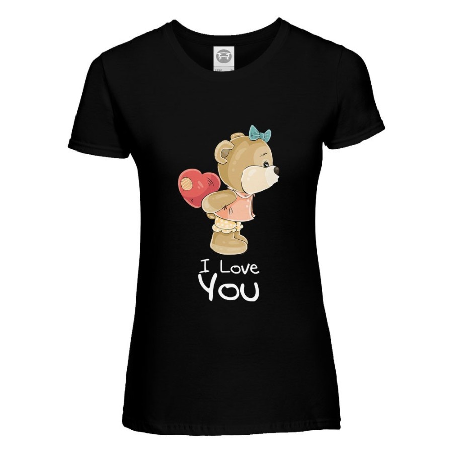 T-shirt donna personalizzabile con nome i love you con orsetta Love