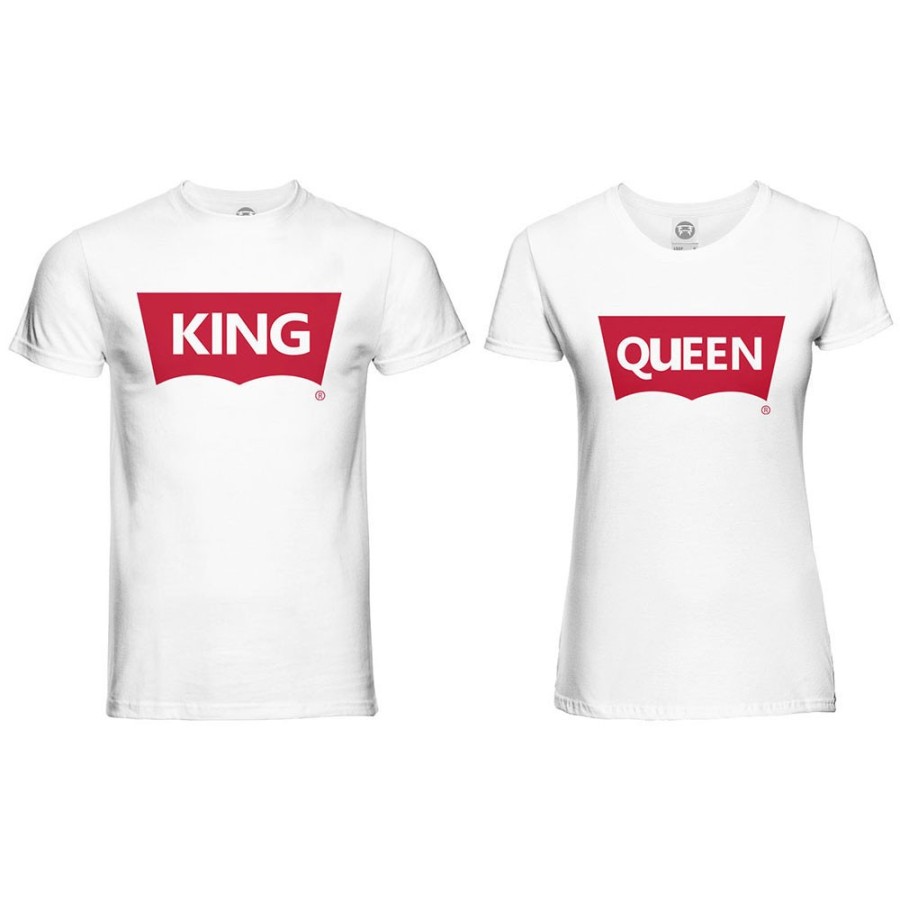 Coppia di maglie personalizzabili con nomi king e queen loveis Love