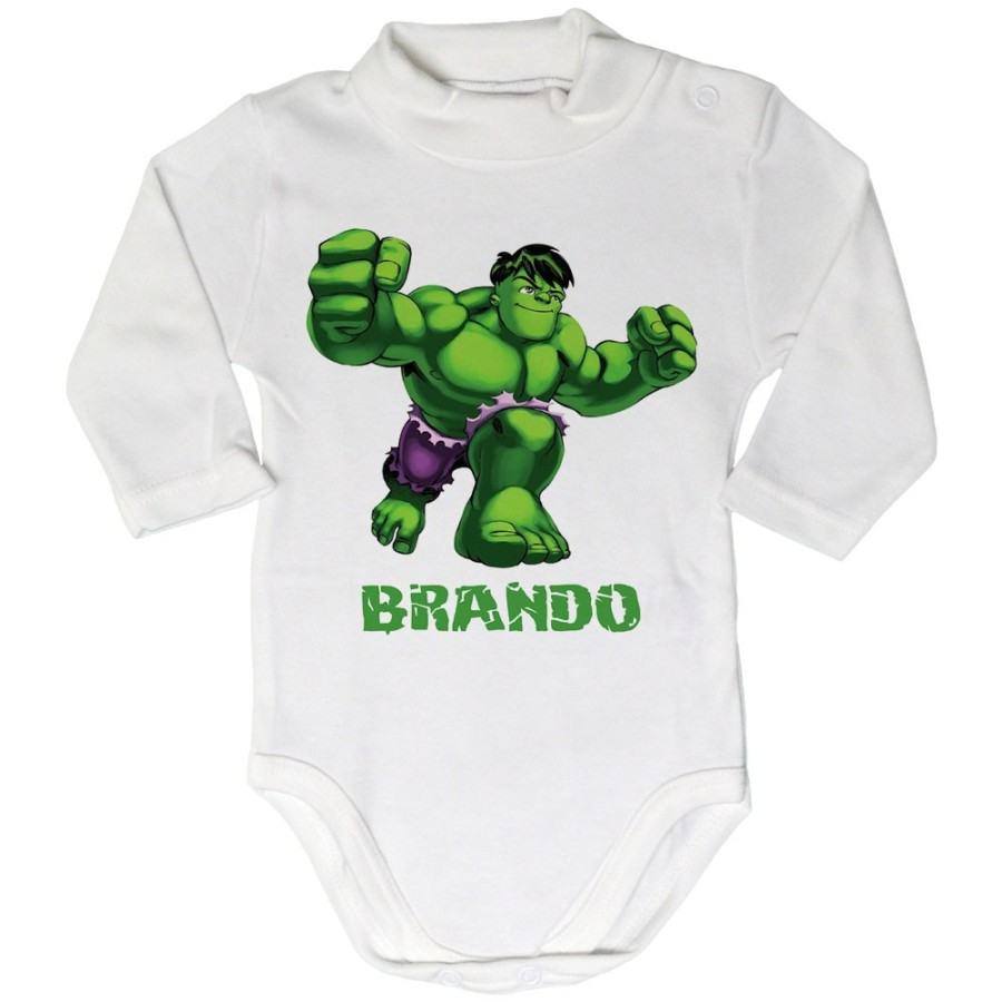 Body lupetto neonato personalizzato con nome hulk Cartoon