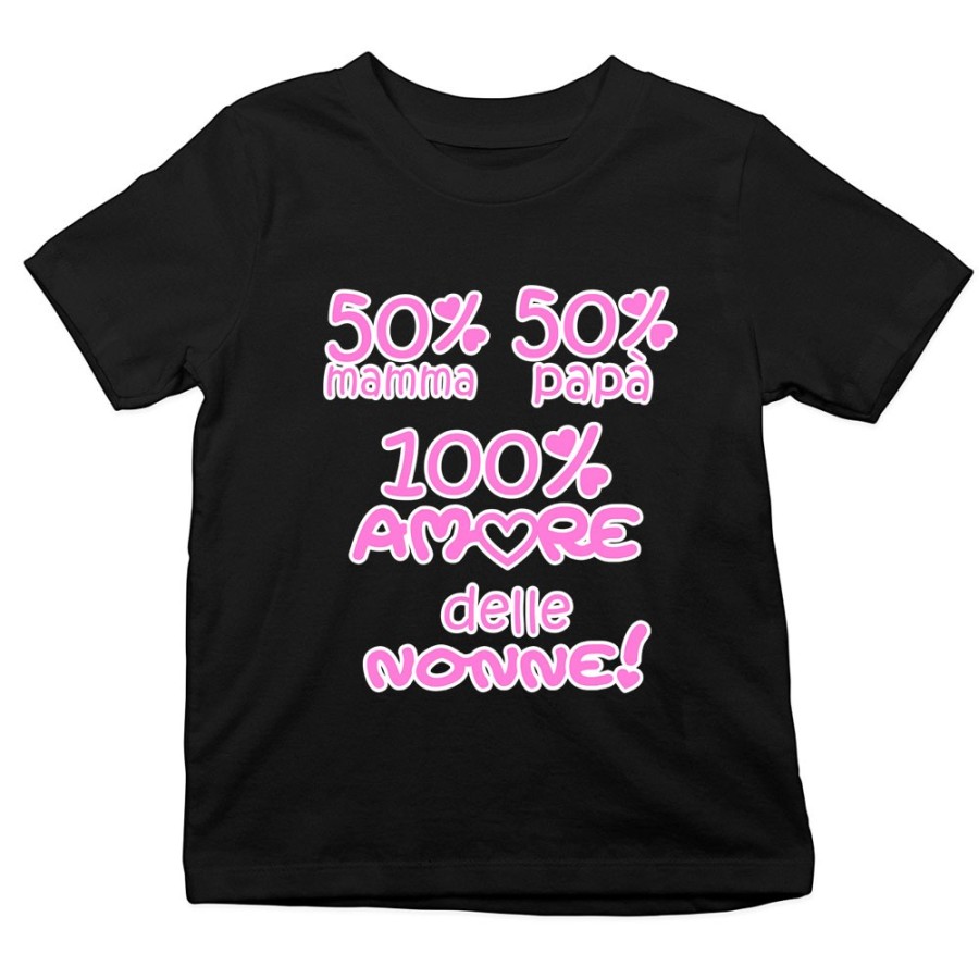 T-shirt bambino 50% mamma 50% papà 100% amore del nonno dei nonni Per i nonni