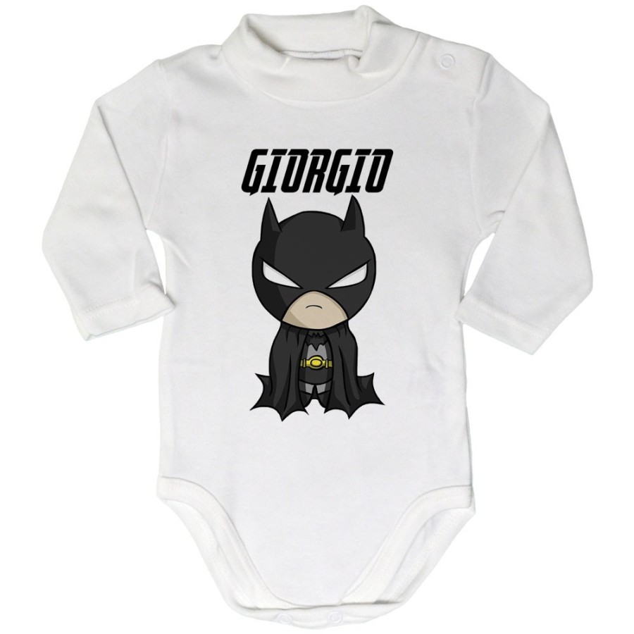 Body lupetto neonato personalizzato con nome baby batman Cartoon