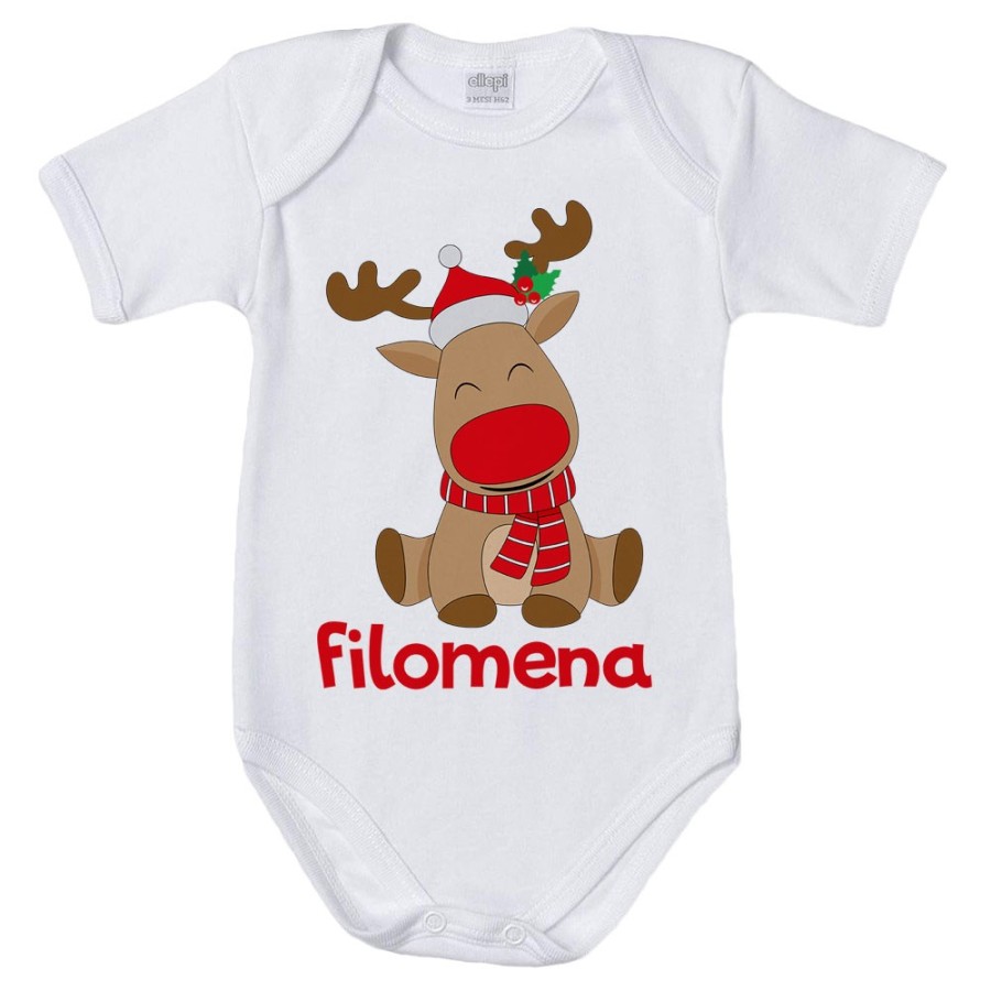 Body neonata personalizzabile con nome baby rudolph Natale