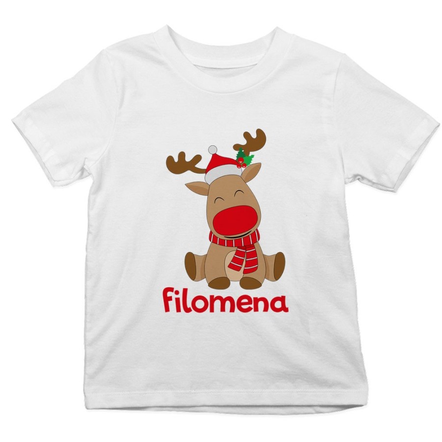 T-shirt bambino personalizzabile con nome baby rudolph Natale