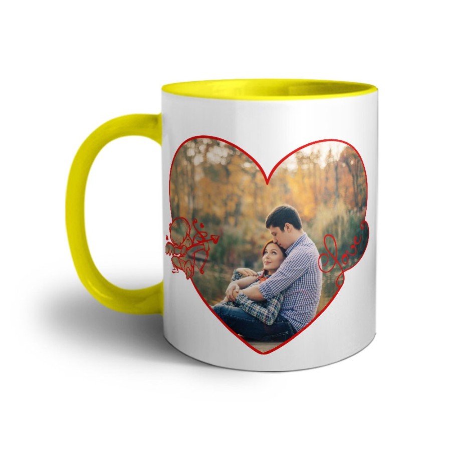 Tazza personalizzata con foto cuore stilizzato con cupido Love