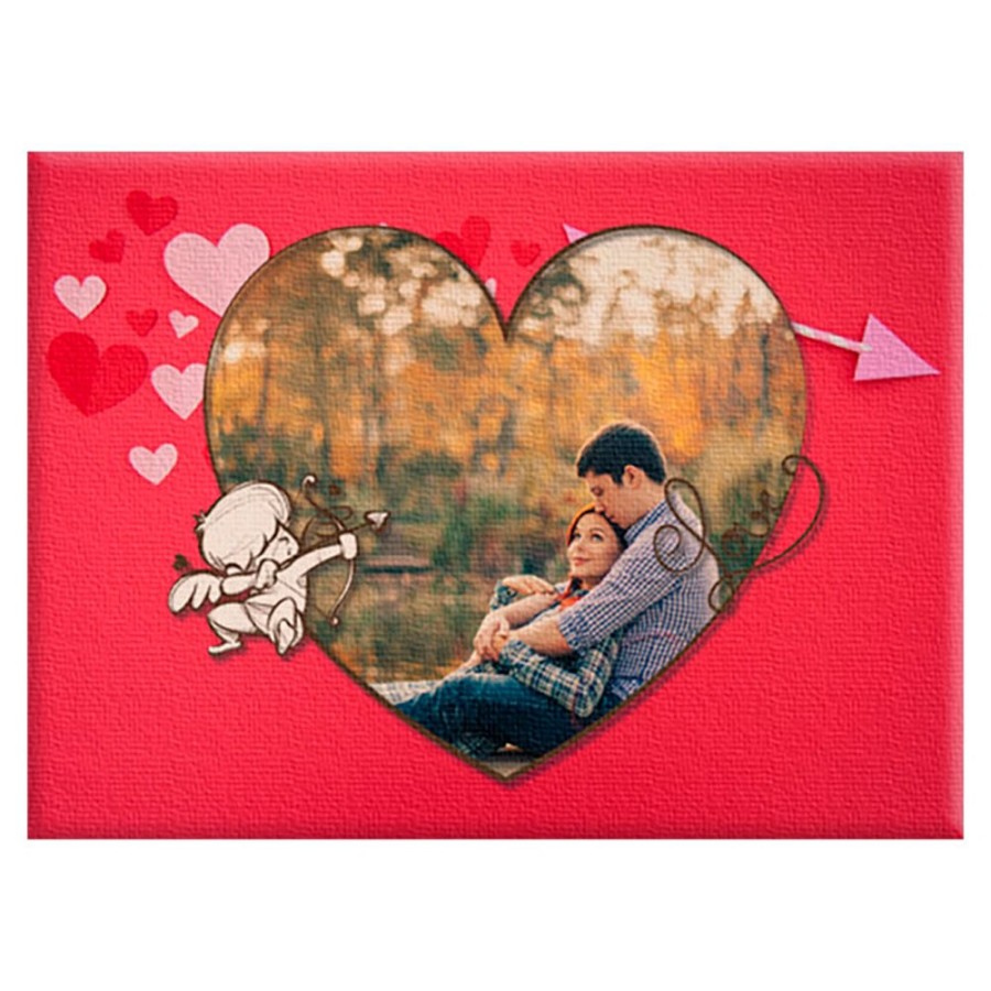 Quadro in tela personalizzato con foto cuore stilizzato con cupido Love