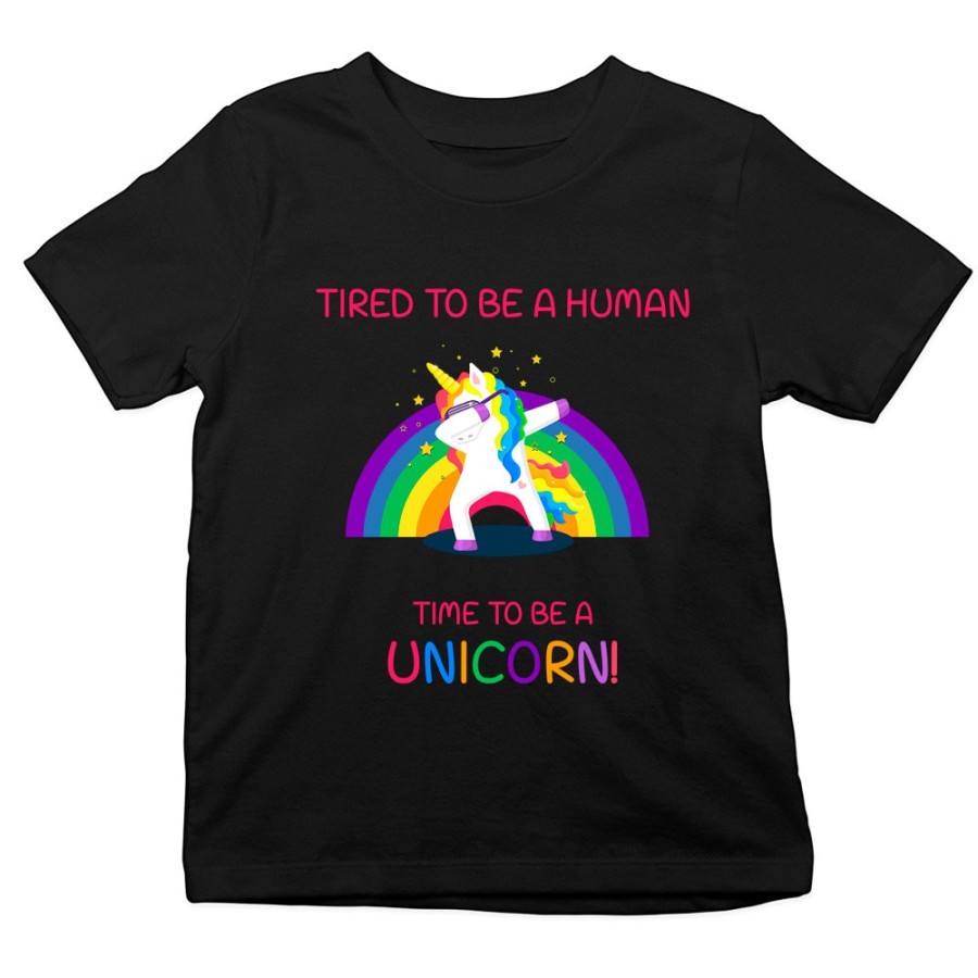 T-shirt bambino tired to be a human time to be a unicorn Unicorni