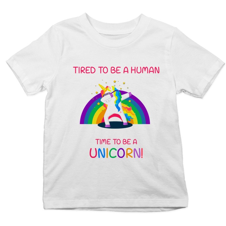 T-shirt bambino tired to be a human time to be a unicorn Unicorni