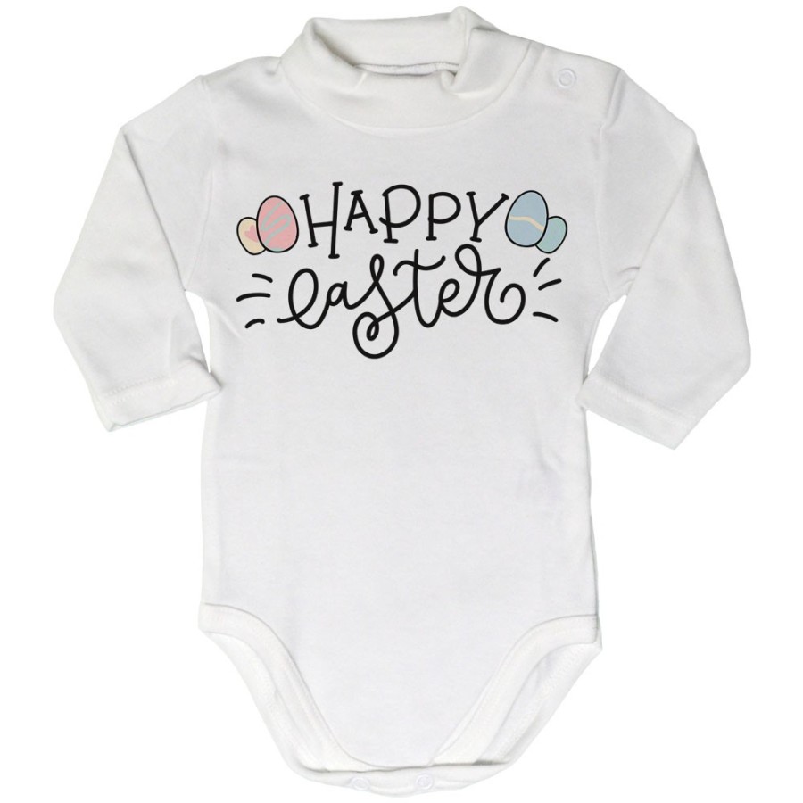 Body lupetto neonato happy easter con uova colorate Pasqua