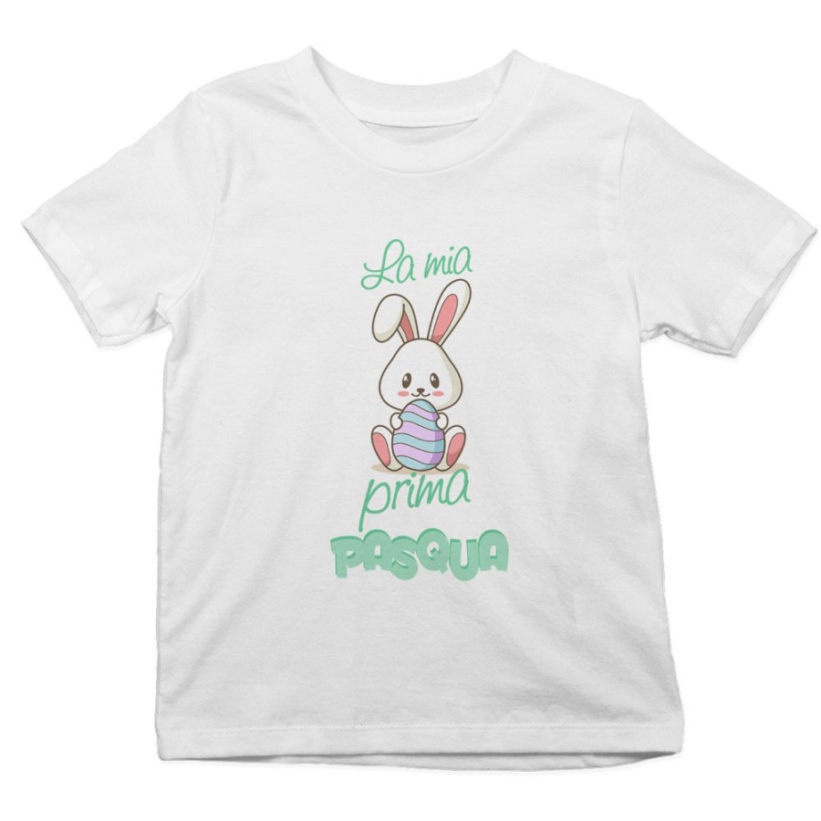 T-shirt bambino personalizzabile con nome la mia prima pasqua coniglietto tenero Pasqua