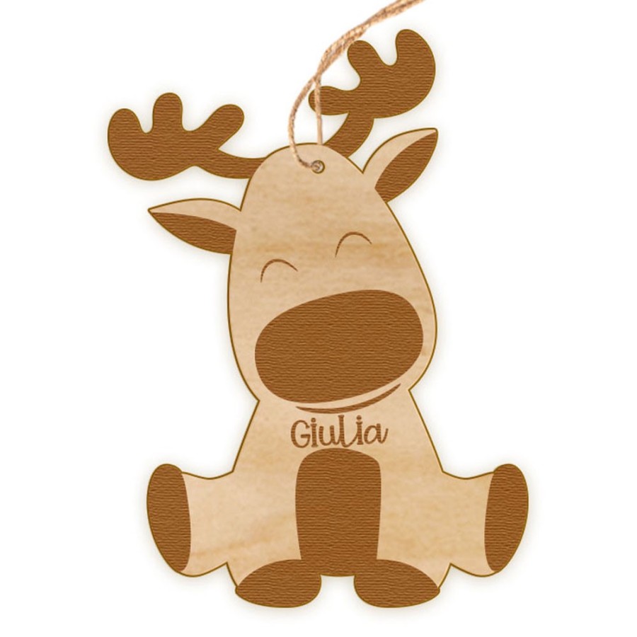 Addobbo natalizio in legno inciso personalizzato con nome baby rudolph Natale