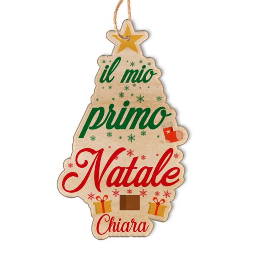 Addobbo natalizio personalizzato con nome il mio primo natale a forma di albero natalizio Natale