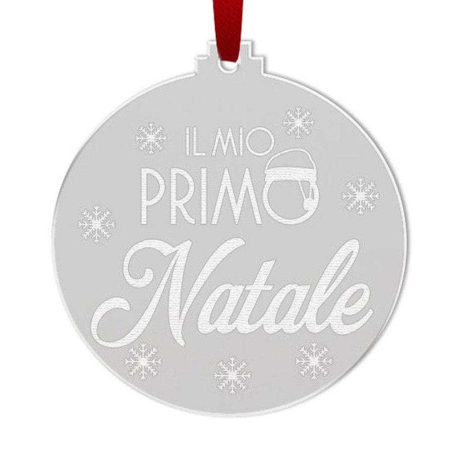 Addobbo natalizio in plexiglass specchiato personalizzabile mio primo natale con cappello di natale Natale