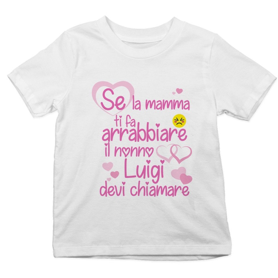 T-shirt bambino personalizzata con nome se mamma ti fa arrabbiare i nonni devi chiamare Per i nonni