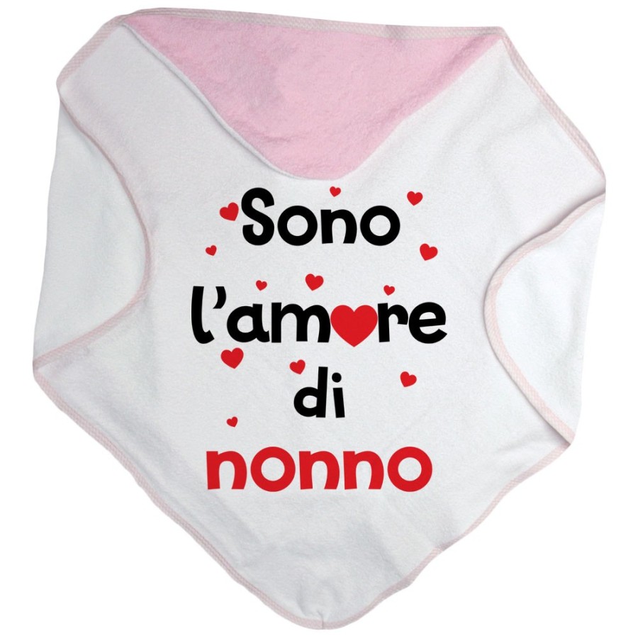 Accappatoio neonato personalizzabile con nomi sono l'amore del nonno dei nonni con cuoricini Per i nonni