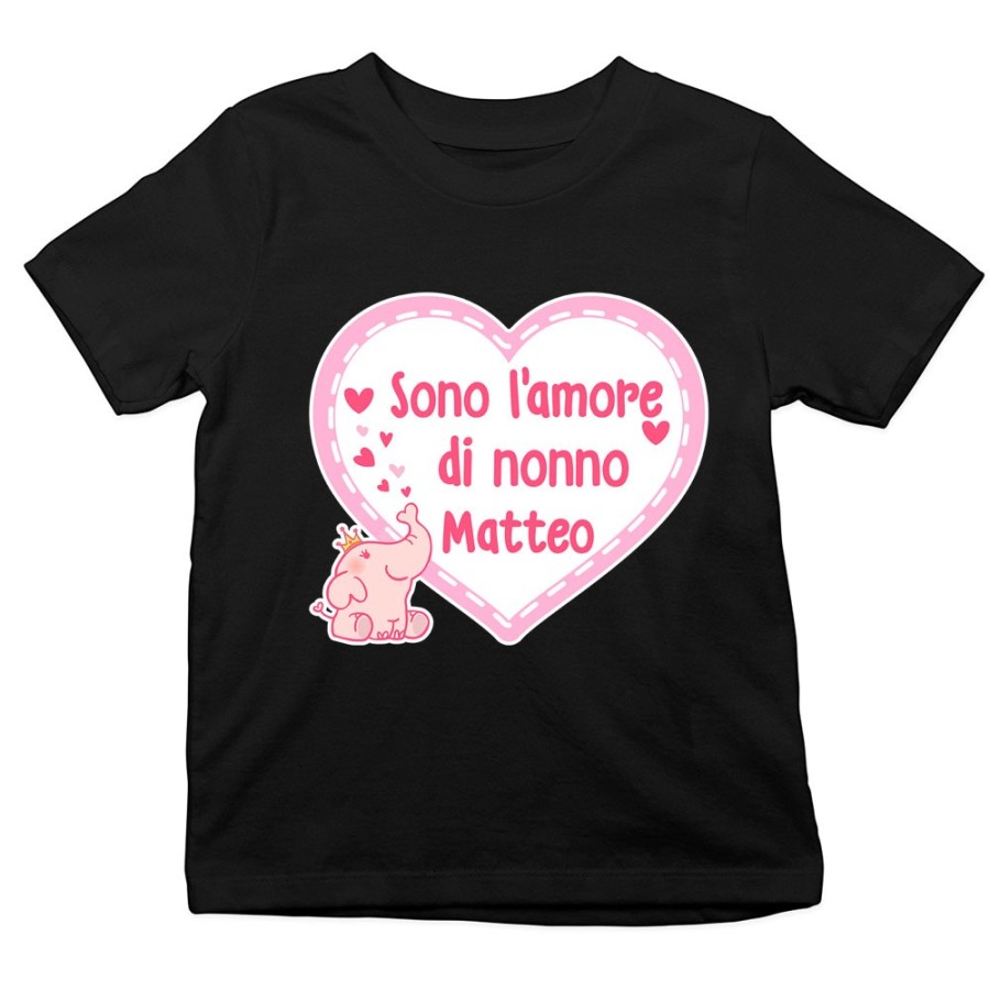 T-shirt bambino personalizzata con nome sono l'amore di nonno dei nonni Per i nonni