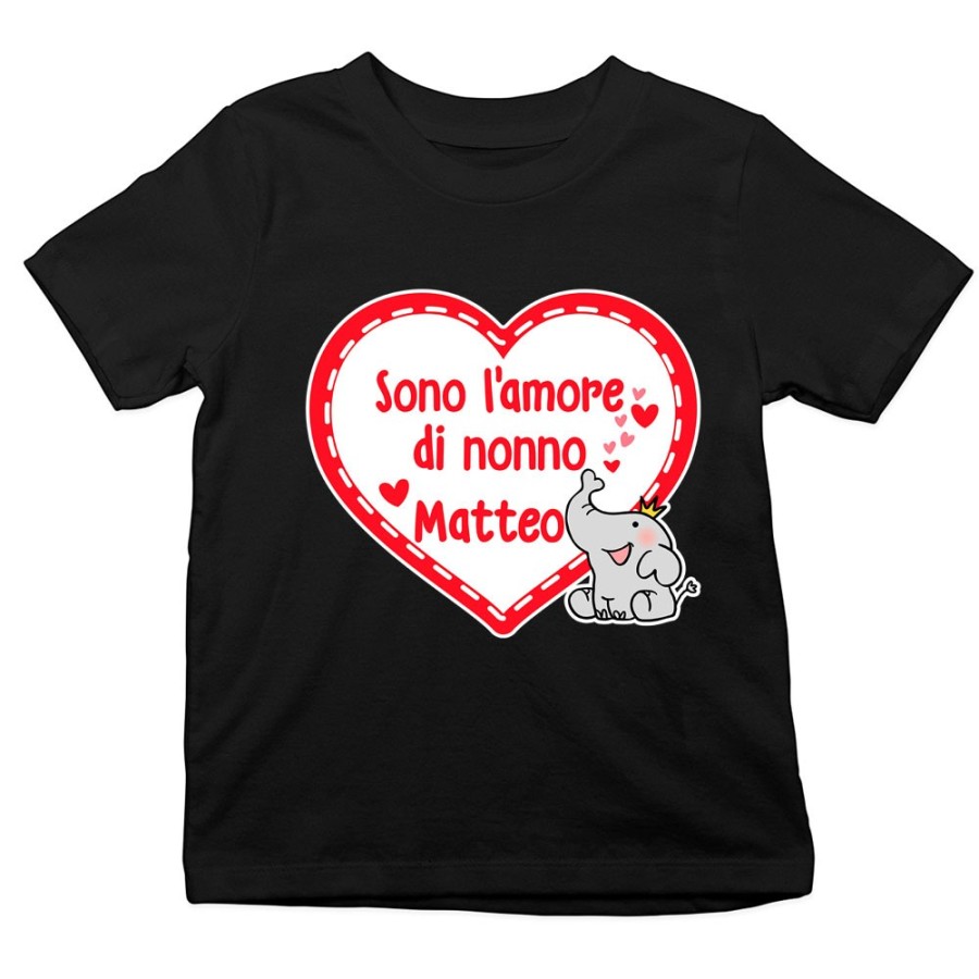 T-shirt bambino personalizzata con nome sono l'amore di nonno dei nonni Per i nonni