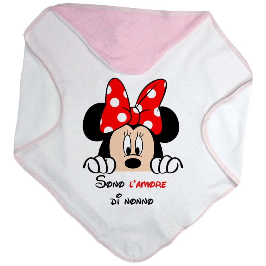 Accappatoio neonato personalizzabile con nome sono l'amore di nonno dei nonni con minnie Per i nonni