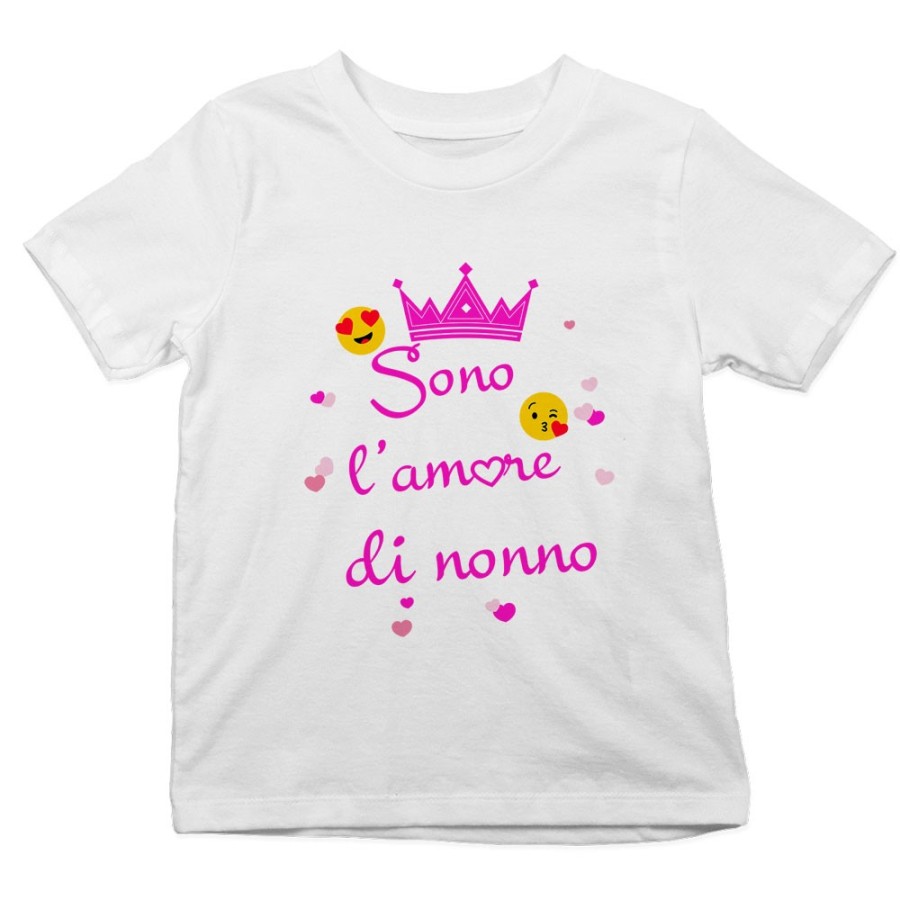 T-shirt bambino sono l'amore di nonno dei nonni con corona e cuoricini Per i nonni