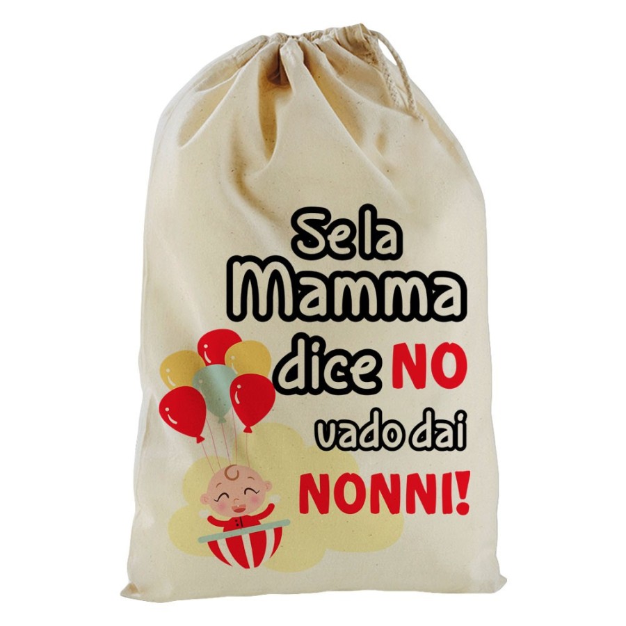 Sacchetto nascita bimbo personalizzabile con nome se la mamma dice di no vado dal nonno dai nonni Per i nonni