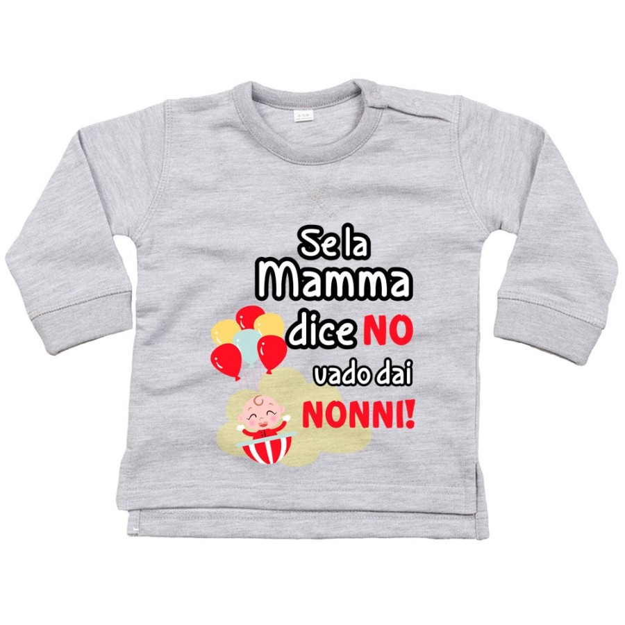 Felpa neonato personalizzabile con nome se la mamma dice di no vado dal nonno dai nonni Per i nonni