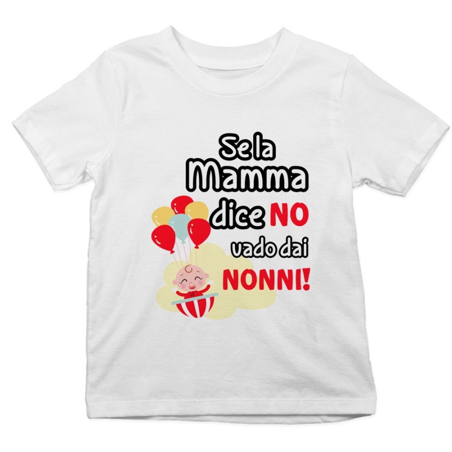 T-shirt bambino personalizzabile con nome se la mamma dice di no vado dal nonno dai nonni Per i nonni