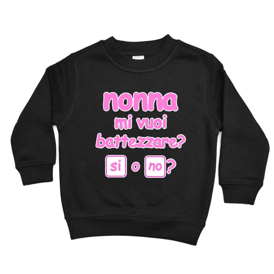 Felpa bambino personalizzabile con nome nonno nonni mi volete battezzare? Per i nonni