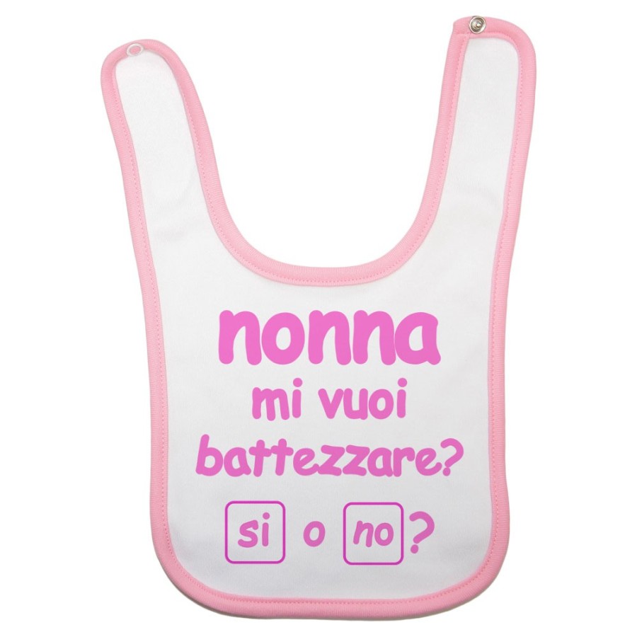 Bavaglino neonato personalizzabile con nome nonno nonni mi volete battezzare? Per i nonni