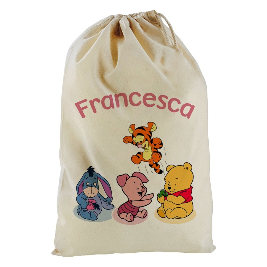 Sacchetto nascita bimbo personalizzato con nome winnie e tigro e pimpi e ih-oh Cartoon