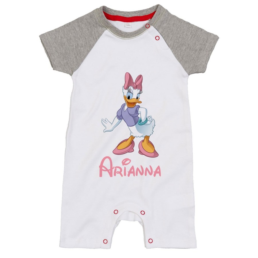 Pagliaccetto neonata personalizzato con nome paperina Cartoon