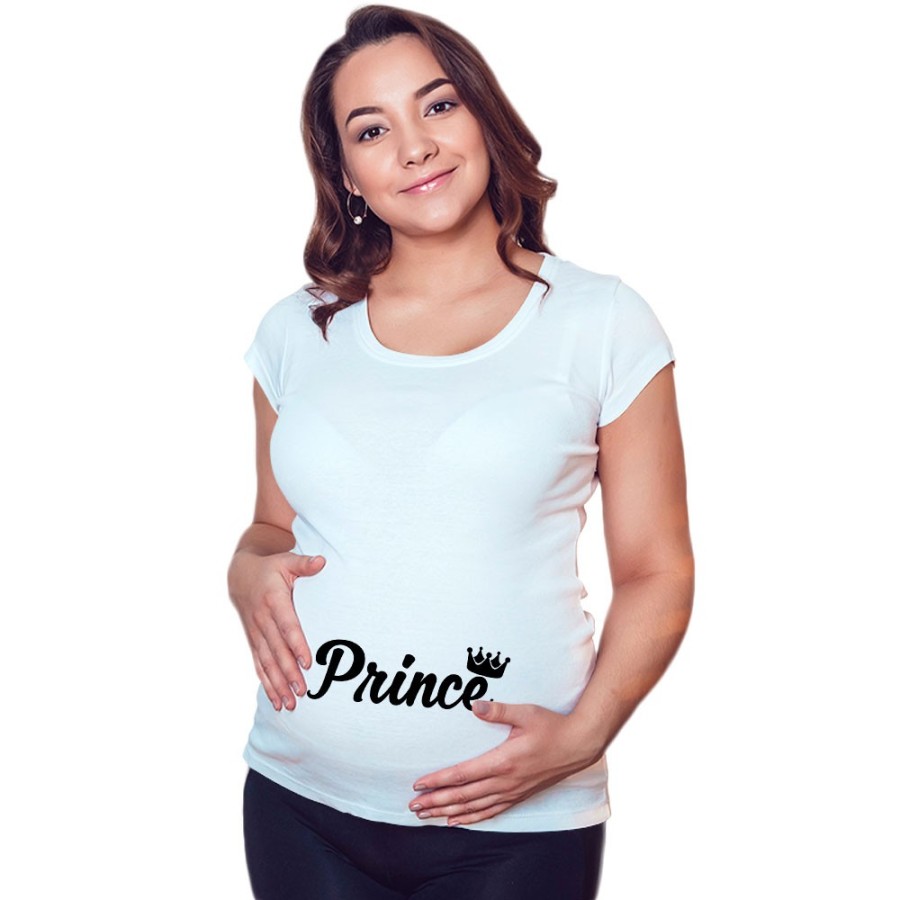 Maglia premaman personalizzabile con nome prince princess con corona Per la famiglia