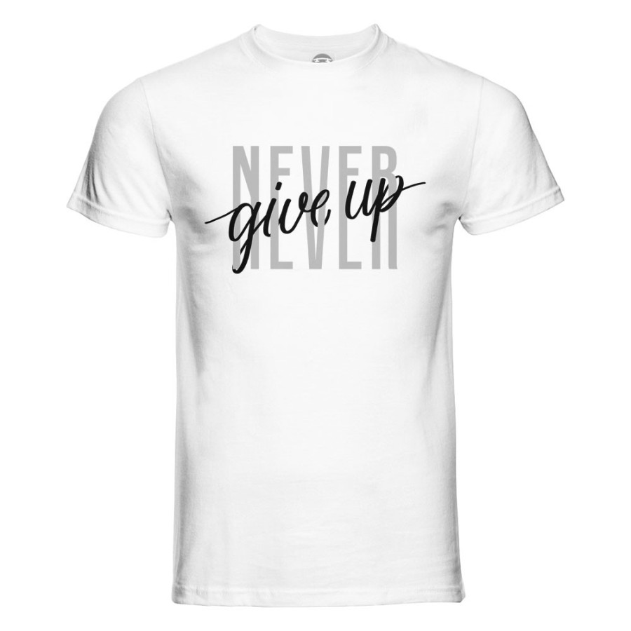 Maglia uomo never give up Frasi