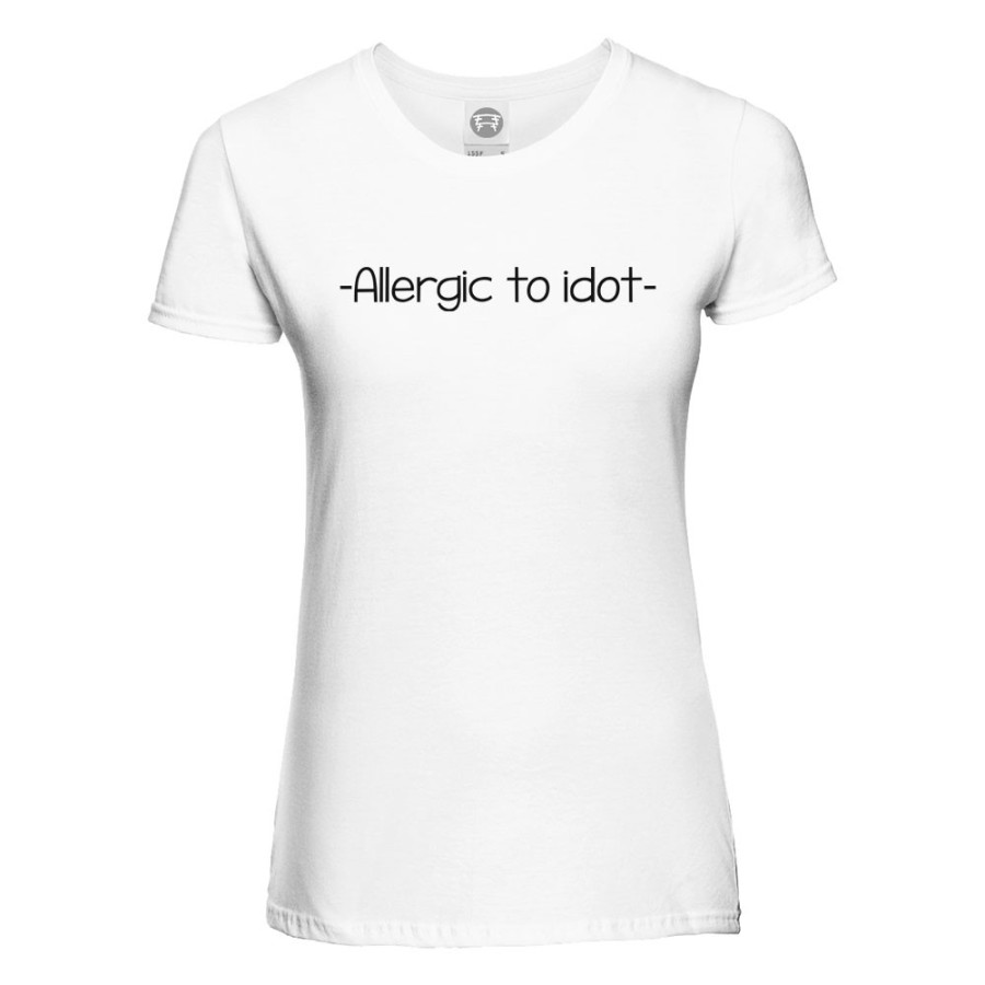 T-shirt donna allergic to idiot Frasi