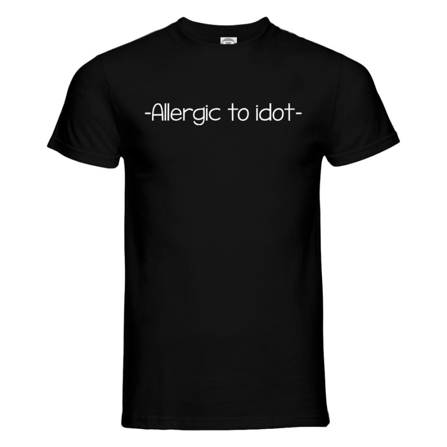 T-shirt uomo allergic to idiot Frasi