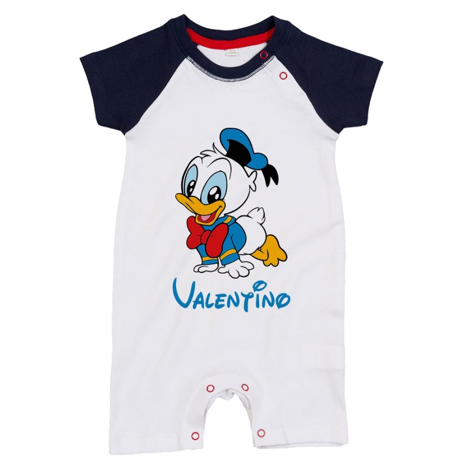 Pagliaccetto neonato personalizzato con nome baby paperino Cartoon