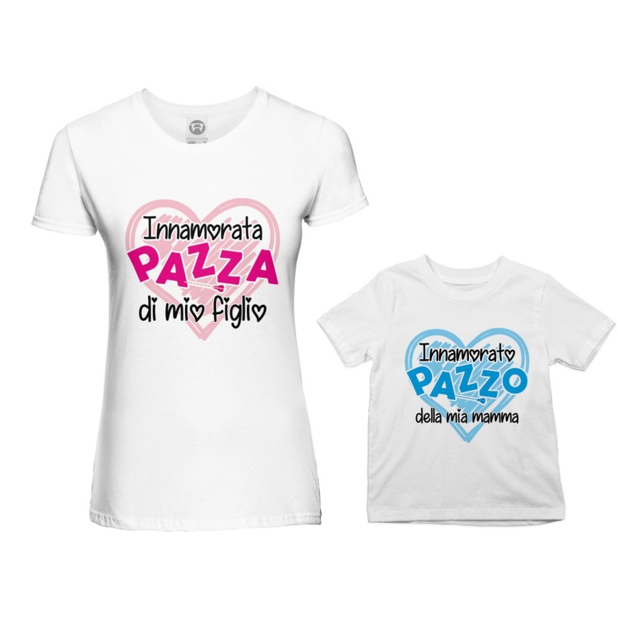 Coordinato t-shirt madre figlio innamorata pazza di mio figlio mia figlia Per la mamma