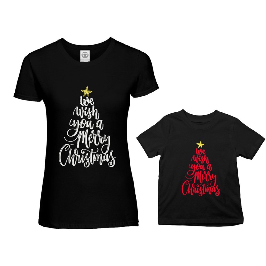 Coordinato t-shirt madre figlio we wish you a merry christmas Natale