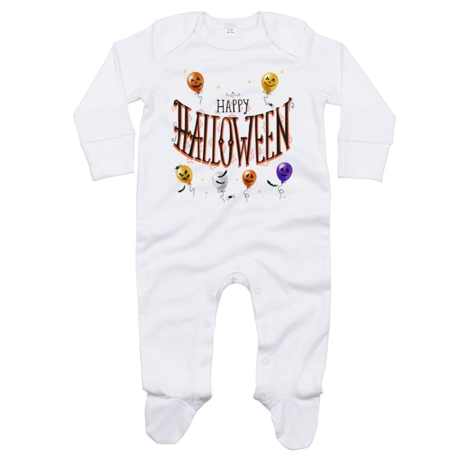 Tutina neonato happy halloween con palloncini terrificanti watercolor Halloween