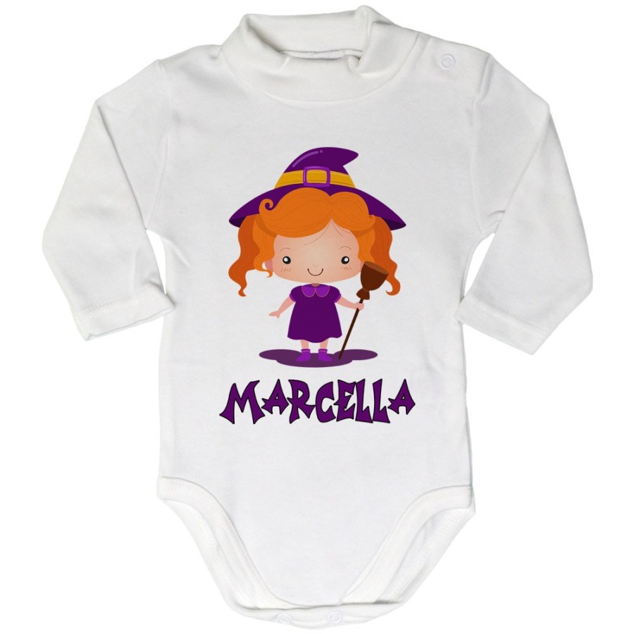 Body lupetto neonata personalizzato con nome piccola streghetta Halloween