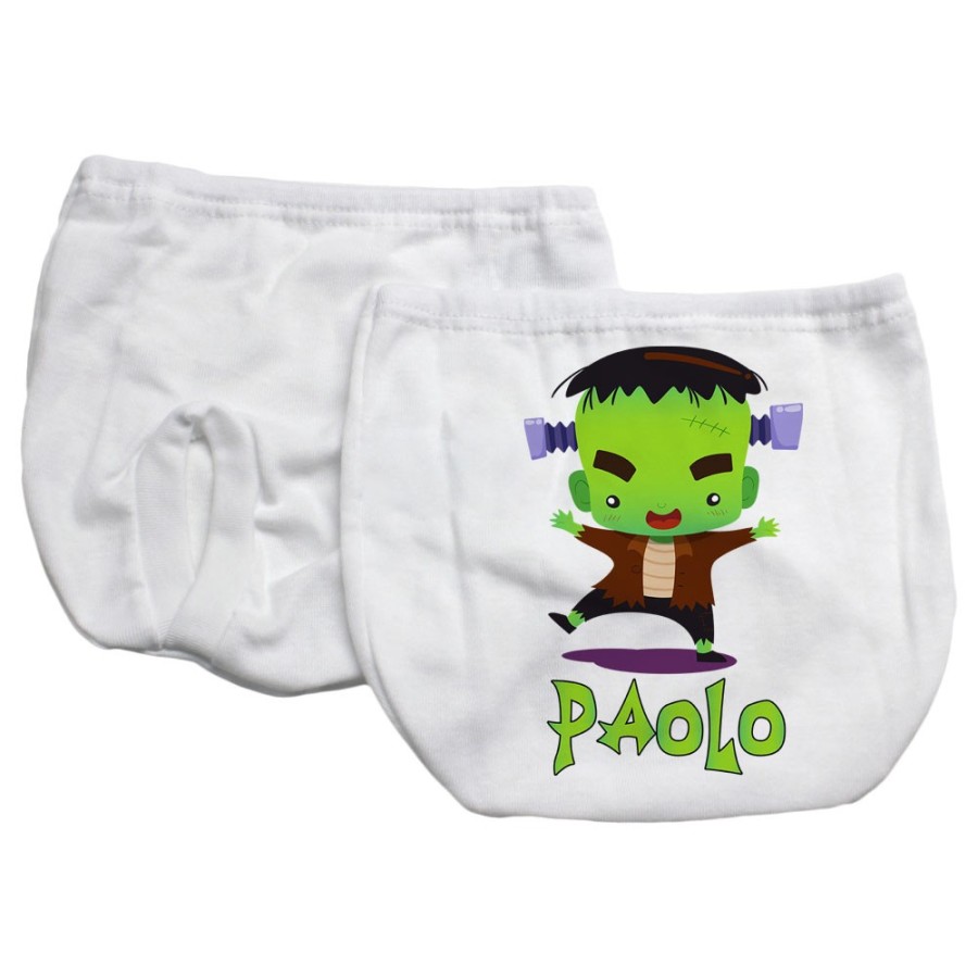 Mutandina copri-pannolino neonato personalizzata con nome piccolo frankenstein Halloween