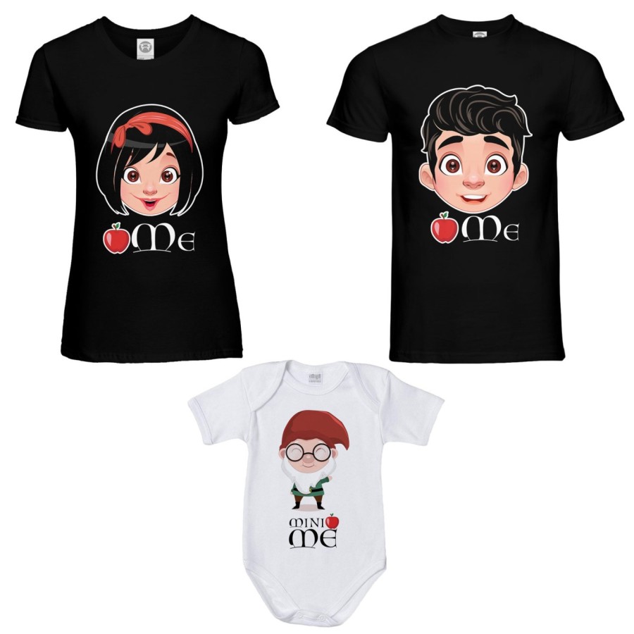 Tris t-shirt adulti e body neonato me principe florian me biancaneve mini nano  Per la famiglia