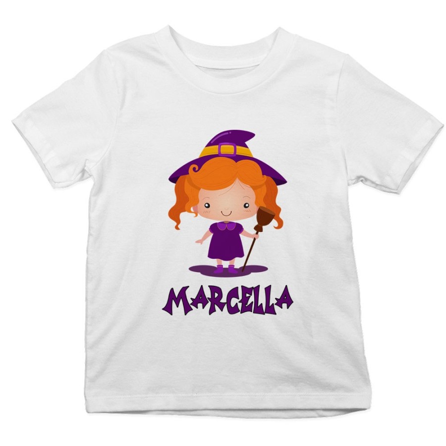 T-shirt bambina personalizzata con nome piccola streghetta Halloween